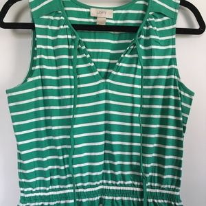 LOFT Striped Dress, Green and White, Small